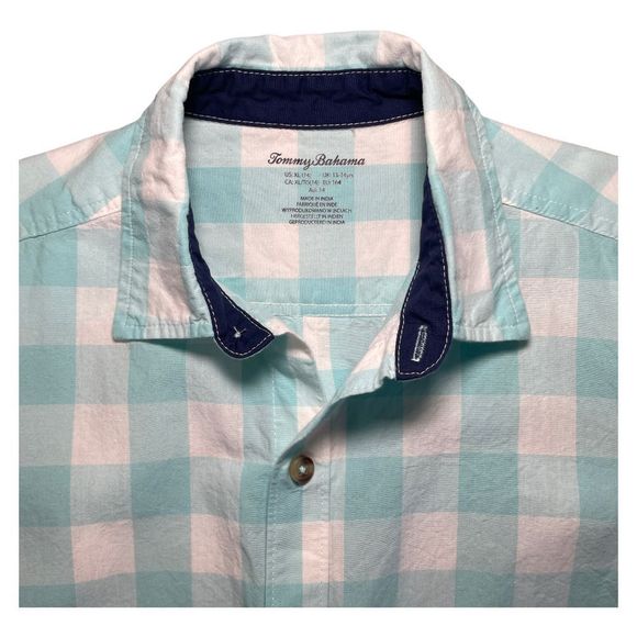 Tommy Bahama Gingham Shirt XL(14) - Picture 4 of 5